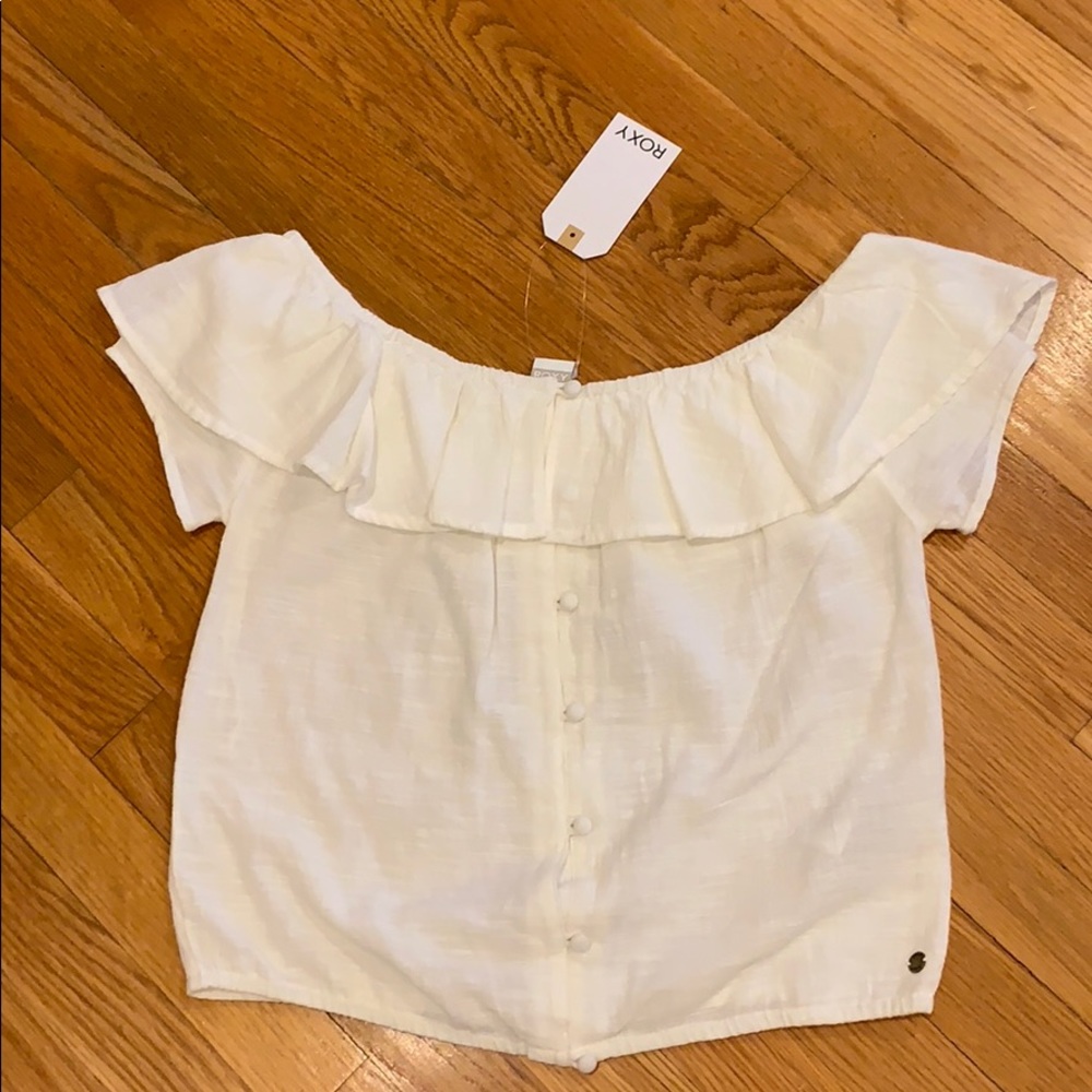 Roxy off the shoulder linen top size XS NWT Ladies